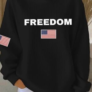 Black Freedom Sweatshirt with American Flag XL NWT
